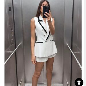 Zara White and Black Women's Vest